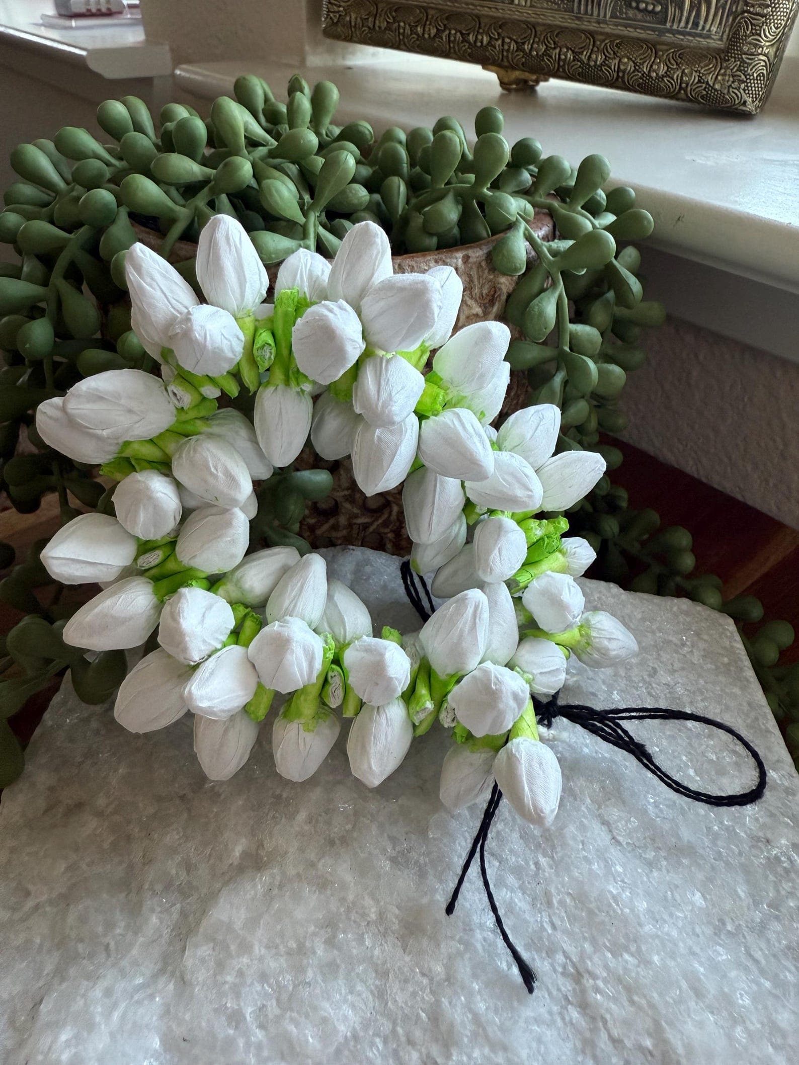 Fragrant Artificial Jasmine Gajra Scrunchie alternate view