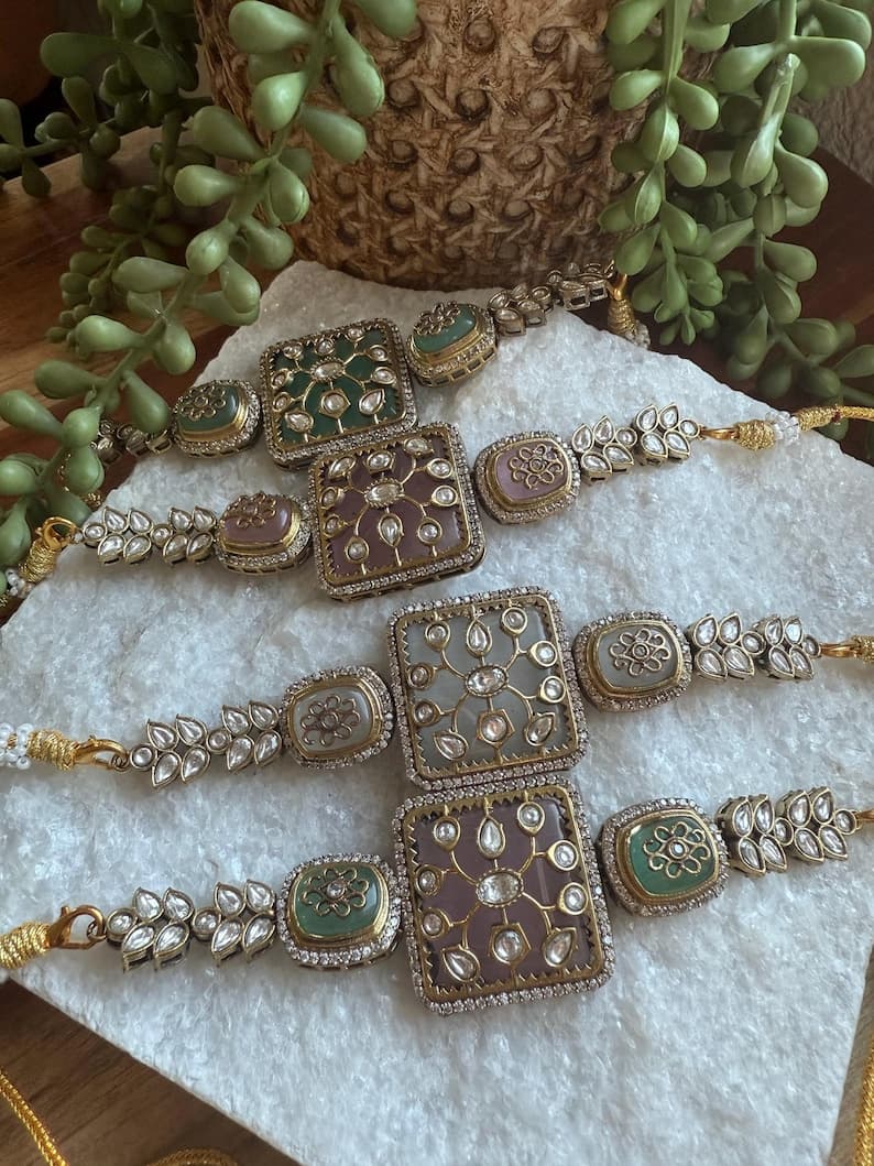 Inlay Work Kundan Choker Set