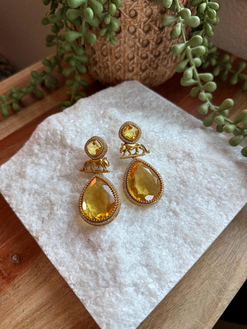Sabya Inspired Lion Motif Earrings - Image 1