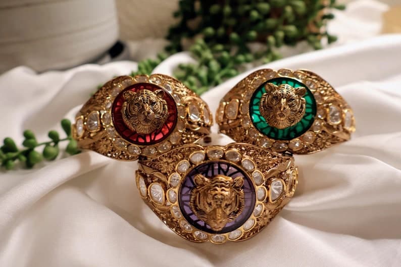 Sabyasachi Inspired Tiger Head Cuff Bracelet