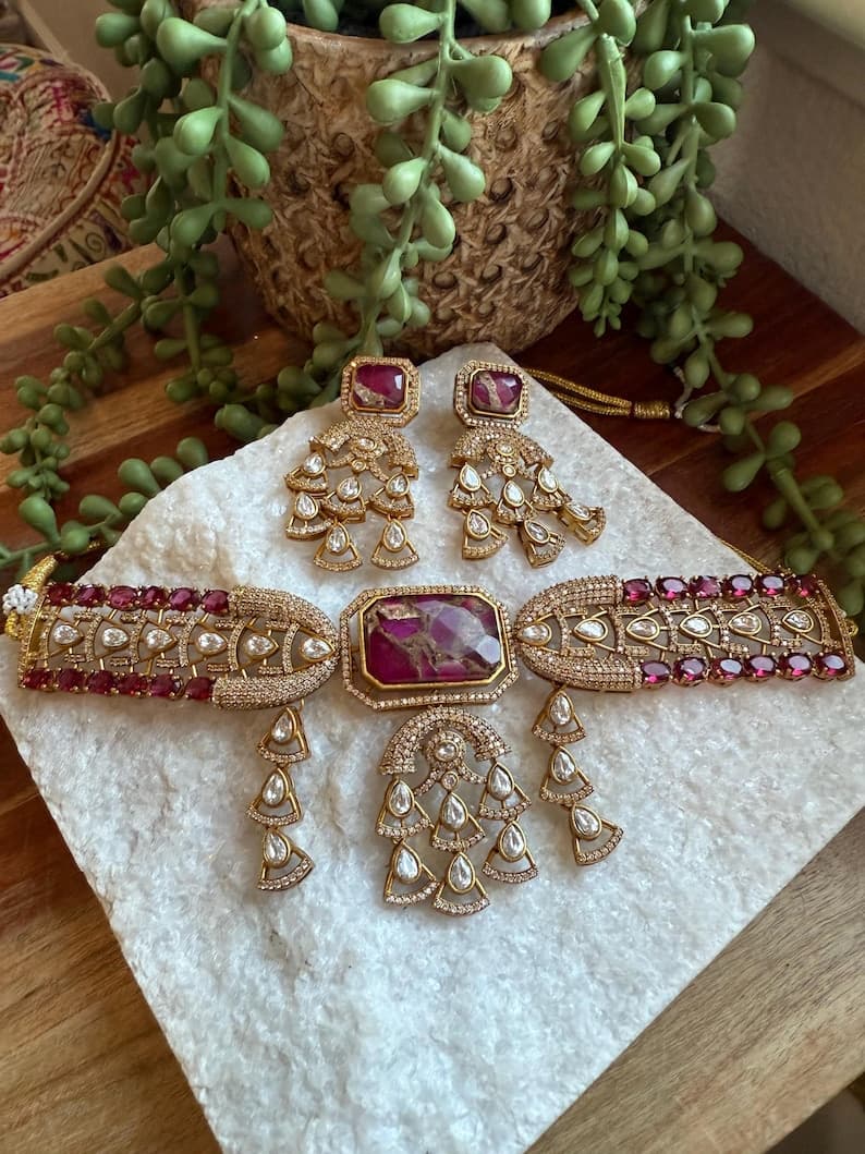 Moissanite and Doublet Choker Set - Image 1