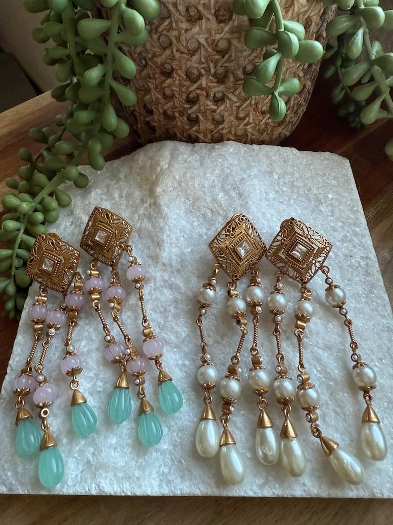 Dangle Carved Statement Earrings