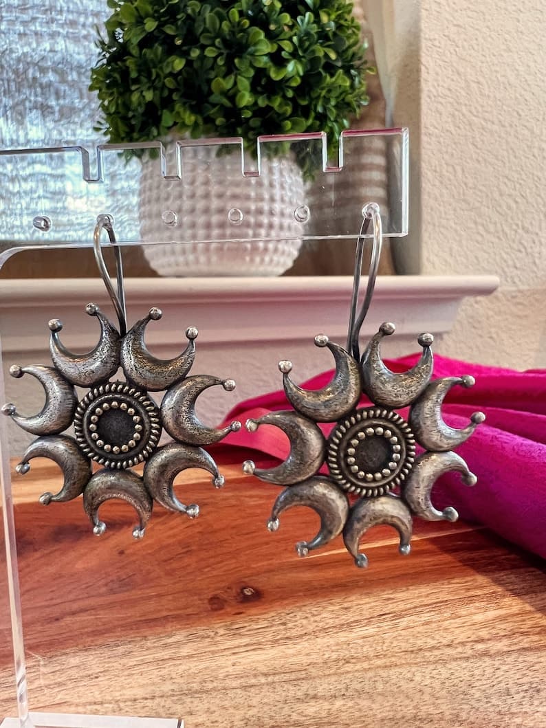 Oxidized Half Moon Chakra Earring