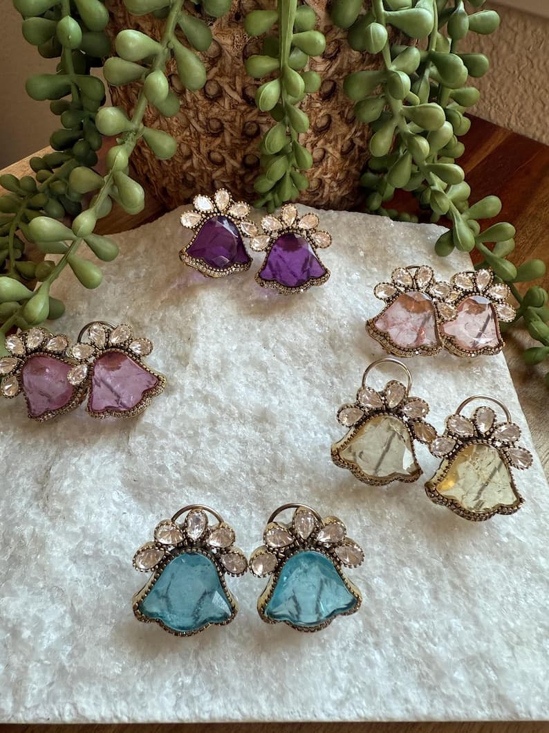 Bell Shaped Moissanite Stud Earrings - Image 1