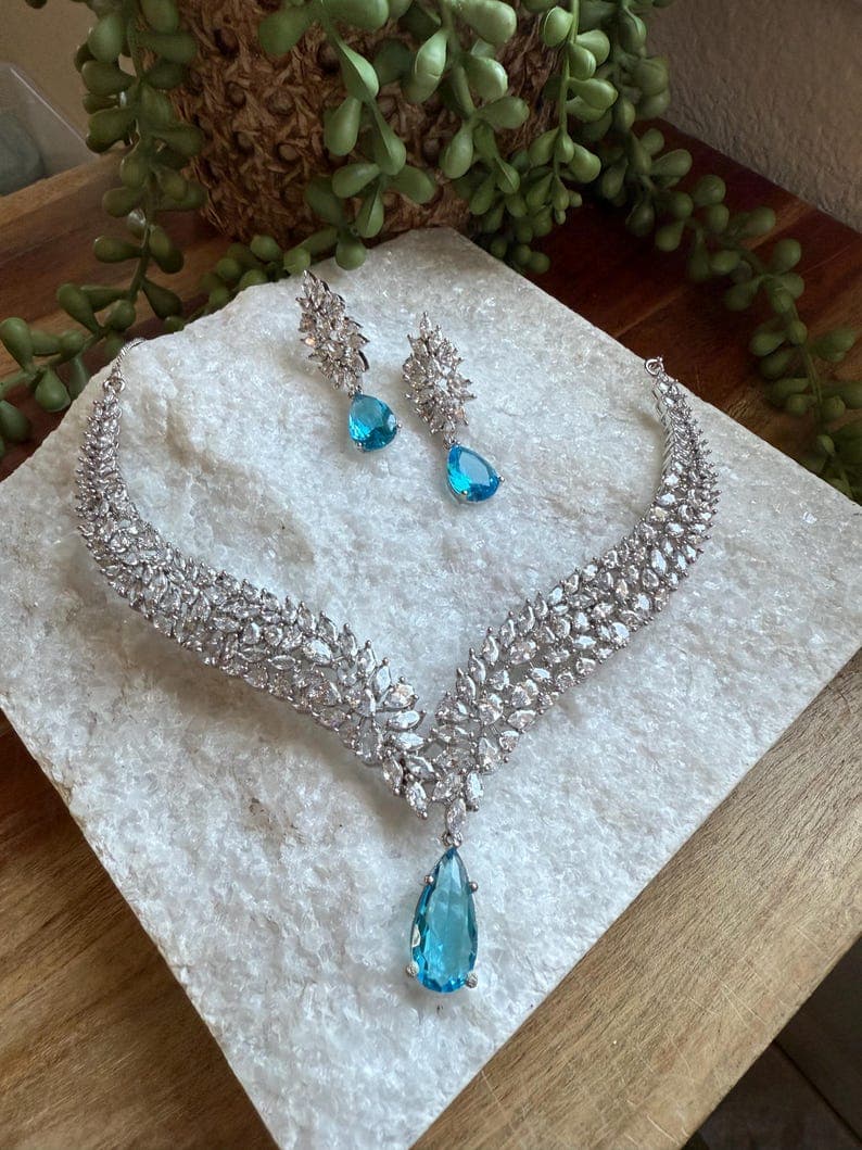 Crystal Drop Necklace Set