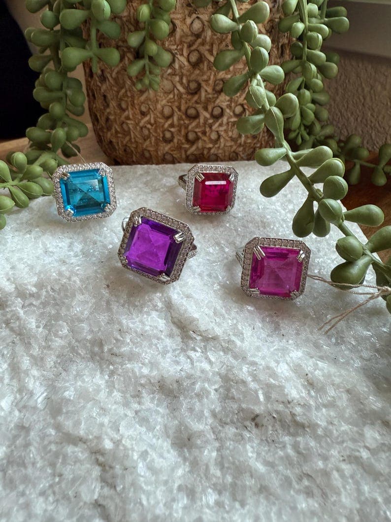 Square Cut Cocktail Rings