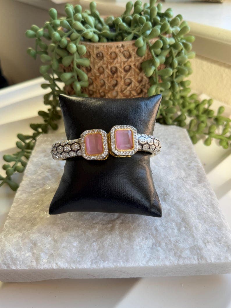 Openable Cuff Bracelet with CZ Crystals - Image 1