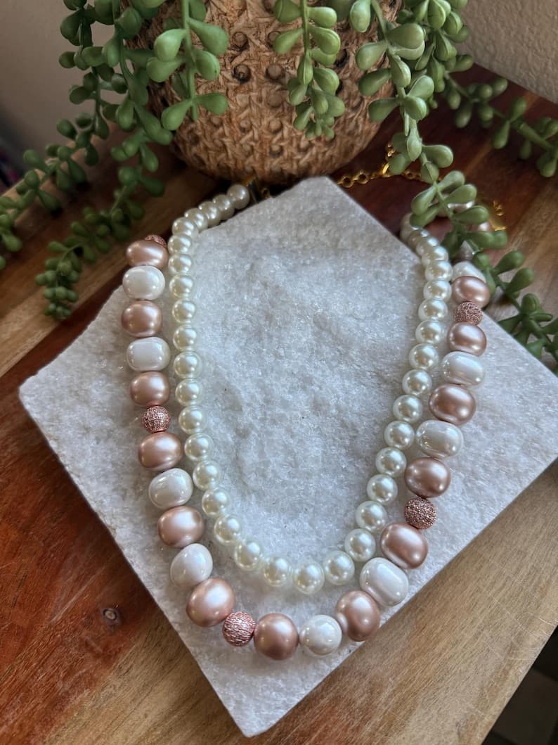 Double Layer Pearl Necklace - Image 1