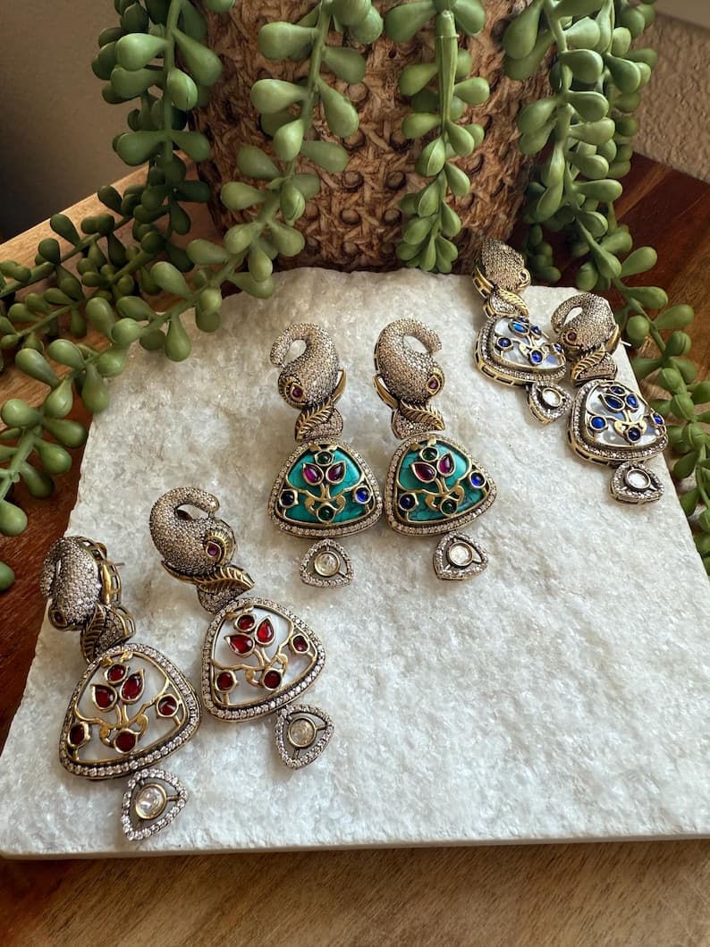 Elephant Inlay Earrings - Image 1