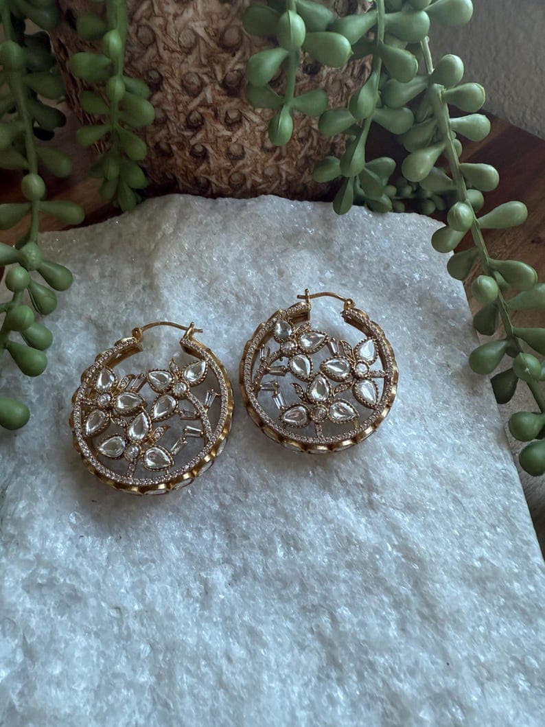 Moissanite Hoop Earrings - Image 1