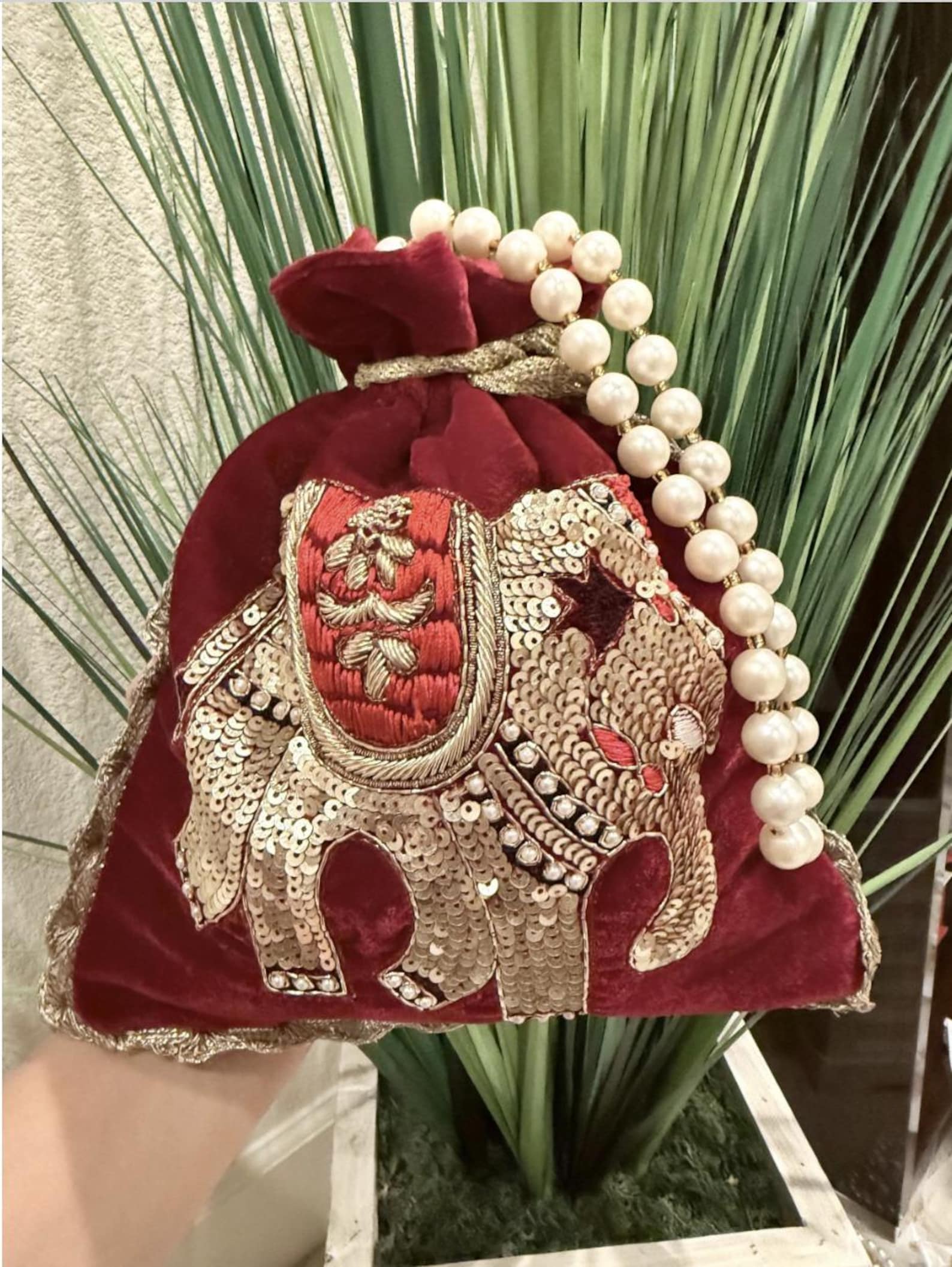 Red Velvet Potli Bag thumbnail 3