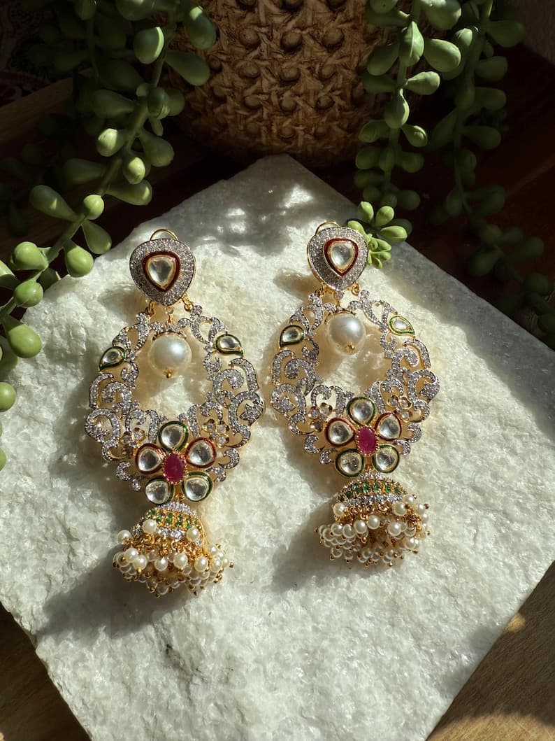 Moissanite Statement Earrings - Image 1