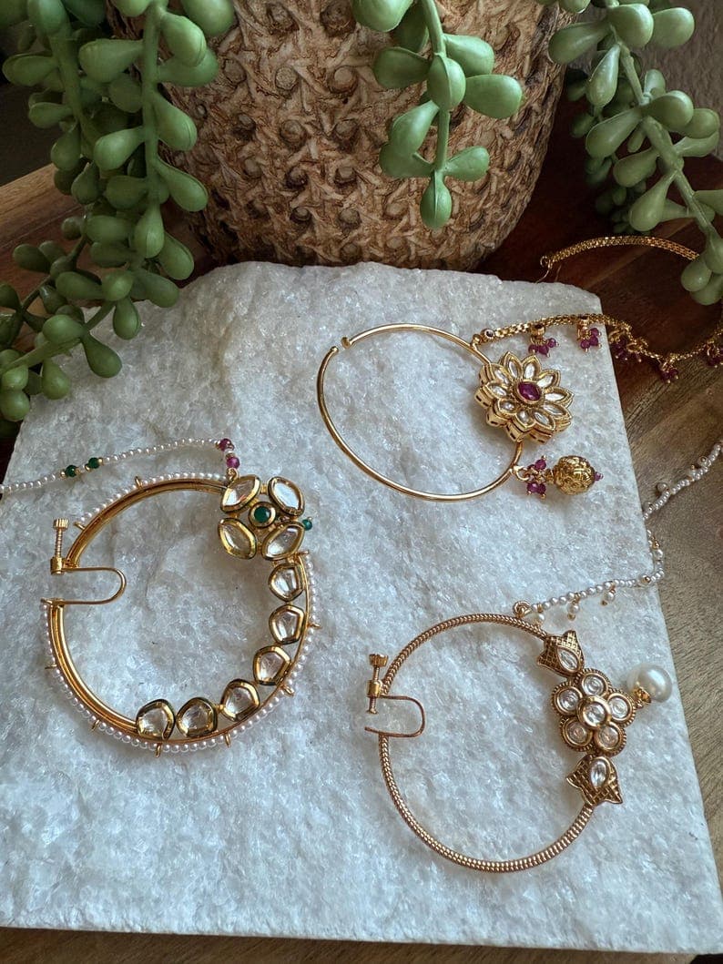 Kundan Pearl Indian Bridal Nath