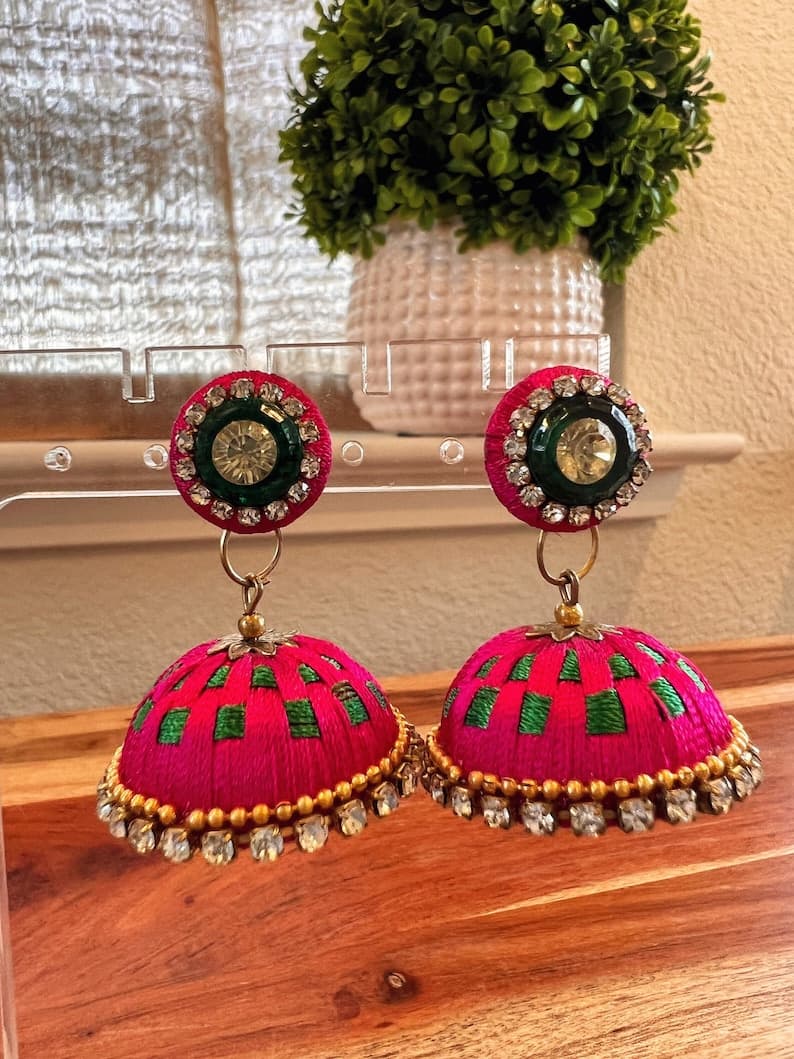 Large Silk Thread Jhumka